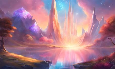 Premium AI Image | Glowing Crystal Field Landscape Wallpaper