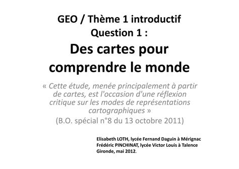 Pdf Question Des Cartes Pour Comprendre Le Monde Quatre Grilles