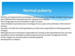 PUBERTAL DEVELOPMENT Pptx Gynecology Obsgyn PPT