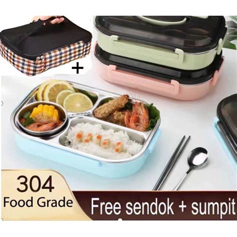 Jual THB63 Kotak Makan 5 Sekat Stainless Lunch Box Stainless Tahan