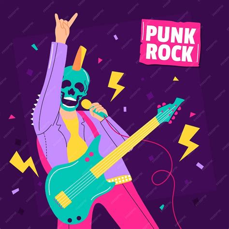 Free Vector Flat Design Punk Rock Illustration