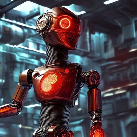 Premium Photo Ai Generated Illustration Of A Robot With Red Lights