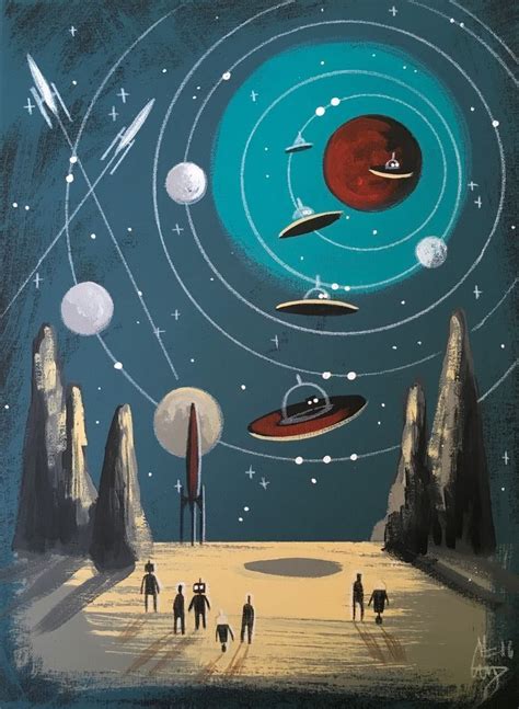 El Gato Gomez Painting Retro 1960 Space Art Space Drawings