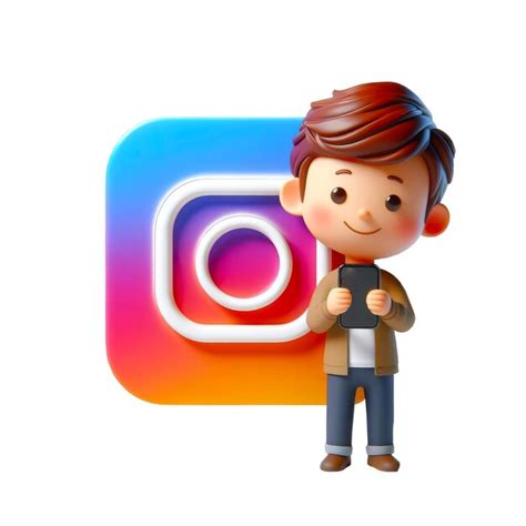 Premium Photo | The character stands in front of the instagram logo the ...