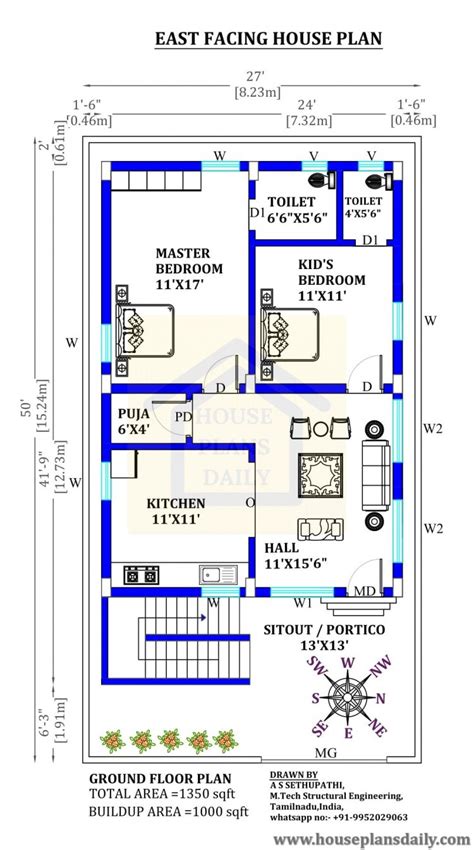 East Face Home Simple Floor Plan 4bhk House House Designs And