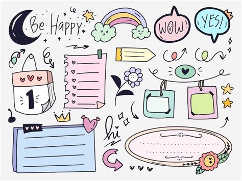 Premium Vector Colorful Bullet Journal And Planner Doodle Drawing