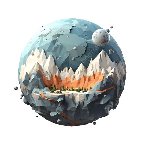 Low Polygon Three Dimensional 3d Cartoon Model Outer Space Planet