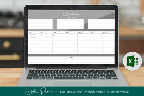 Weekly Planner Template Excel Template With Automated Dates - Etsy