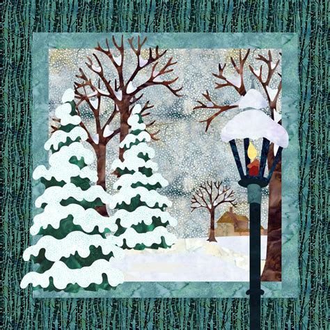 O Snowy Night Raw Edge Applique Landscape Quilt Pattern Svg Pdf