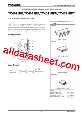 TC4011BP Datasheet PDF Toshiba Semiconductor