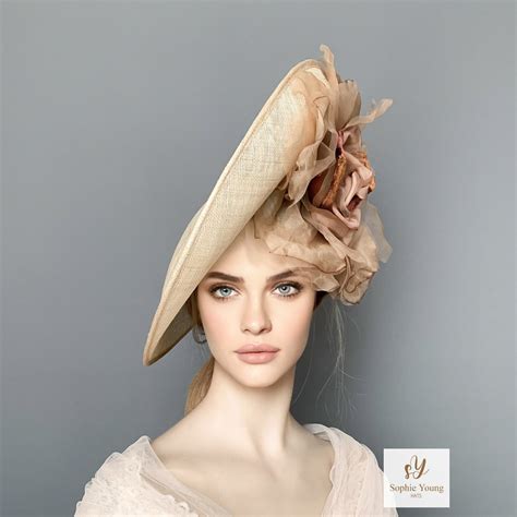 Kentucky Derby Hat Gold Derby Hat Rose Gold Melbourne Cup Hat Beige