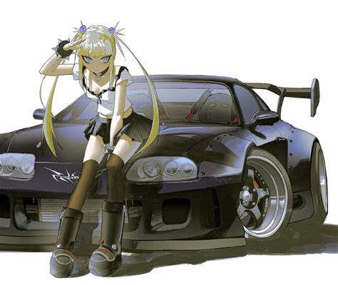 1girl Vehicle Focus Car Motor Vehicle Ground Vehicle Solo Sports Car