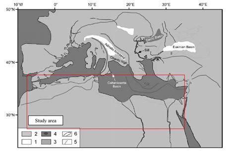 Paleogeographic map of the Mediterranean Basin and Eastern Paratethys... | Download Scientific ...