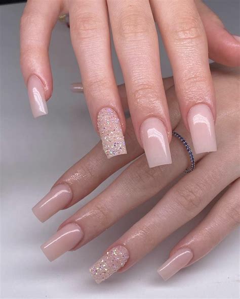 30 Stunning Pink Glitter Nail Designs 2023 Nude Nails With Glitter Acrylic Nails Nude Pink