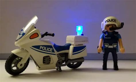 Playmobil Moto De Police Motard Policier Gyrophare Fonctionnel Eur