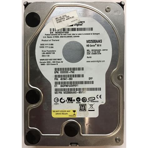 WD2500AAKS-60VYA1 – Western Digital 250GB 7200 RPM SATA 3.5″ HDD – Disk ...