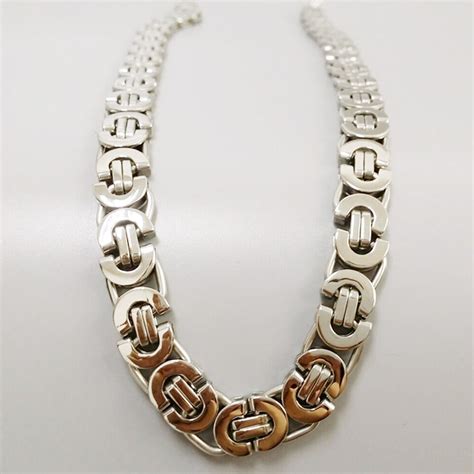 Mm Men S Silver Flat Byzantine Chain Necklace L Stainless Steel