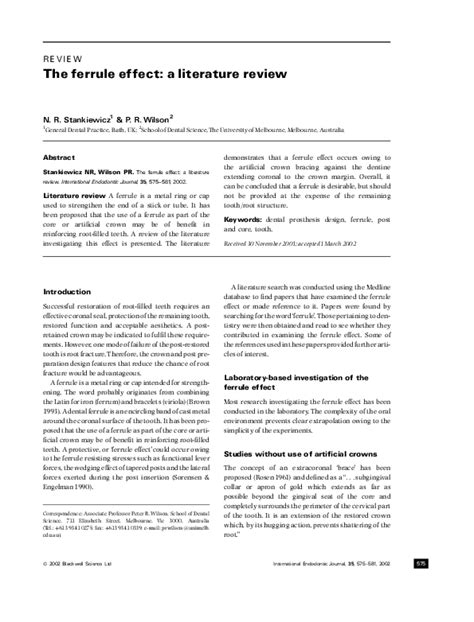 (PDF) The ferrule effect: a literature review | Ivana Radovic - Academia.edu