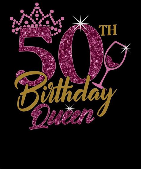 50th Birthday Queen Rhinestone T Shirt Design