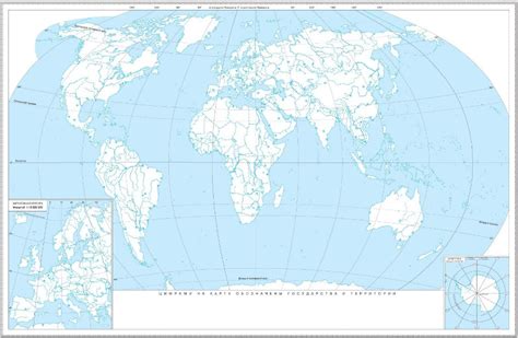 Схема карты мира со странами крупно