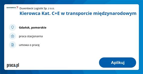 Archiwalna Oferta Nr 7743672 Kierowca Kat C E W Transporcie