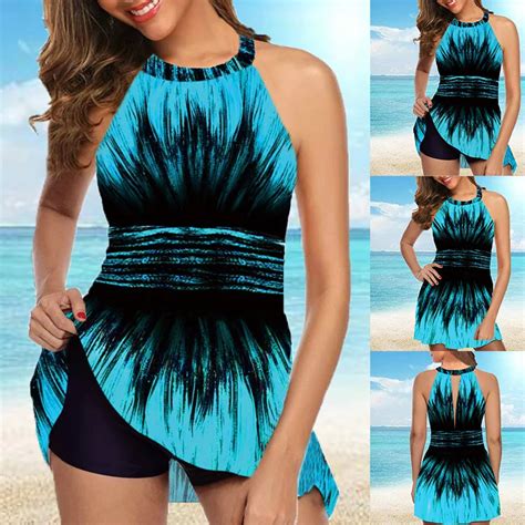 Nieuwe 2022 Vrouwen Print Tankini Badmode Badpak Bikini Set Zomer Losse