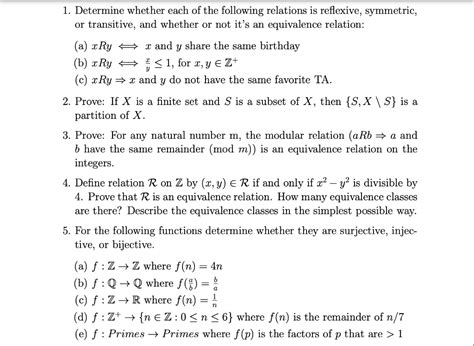 Solved Determine Whether Each Of The Following Relations Chegg