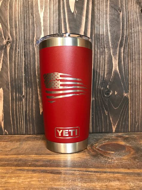 Real Yeti 20 Oz Laser Engraved Stainless Steel Brick Red Yeti Etsy