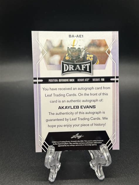 Leaf Draft Autographs Gold Ba Ae Akayleb Evans Au Rc For