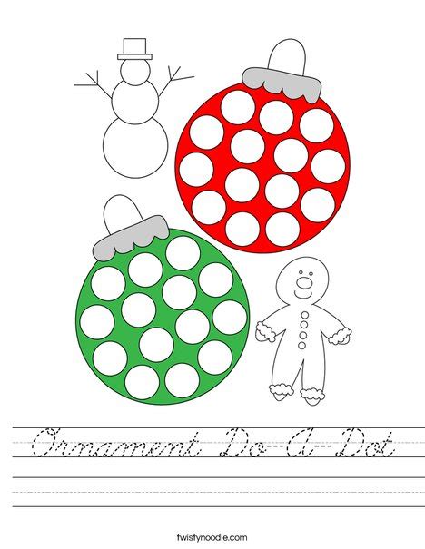 Ornament Do A Dot Worksheet Cursive Twisty Noodle