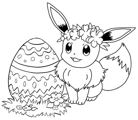 Coloriage Pokémon Pâques Evoli 6