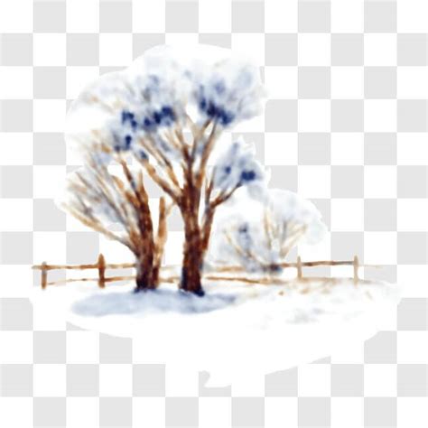 Download Snowy Trees Watercolor Painting PNG Online - Creative Fabrica