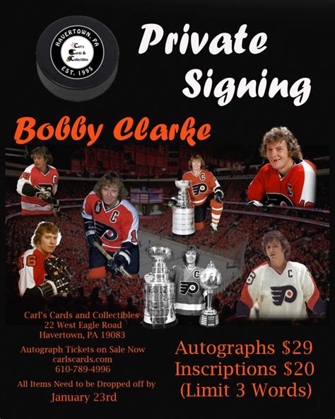 Philadelphia Flyers Legend Bob Clarke PRIVATE Autograph Signing ...