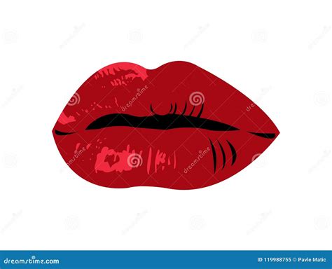 Labios Rojos Deliciosos Y Sensuales Ilustración del Vector