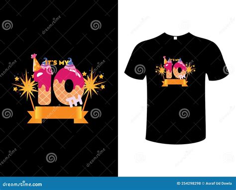 Birthday Typography T Shirt Design Vector Illustration Template Stock