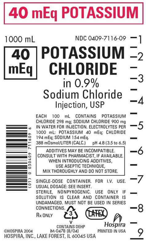 Potassium Chloride in Sodium Chloride - FDA prescribing information, side effects and uses