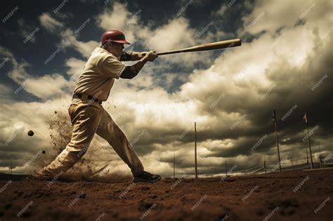 Premium Photo A Baseball Player In Action Swinging A Bat And Hitting