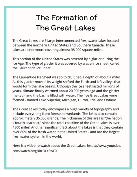 Great Lakes Diagram And Formation Beachside Homeschool