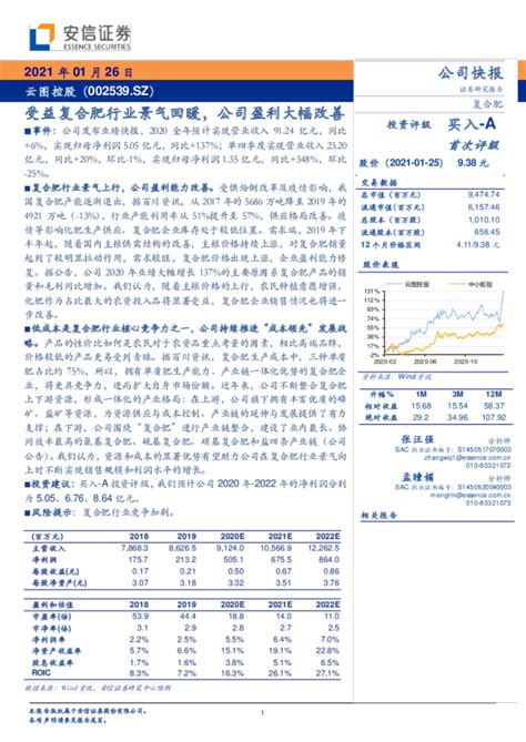 受益复合肥行业景气回暖，公司盈利大幅改善