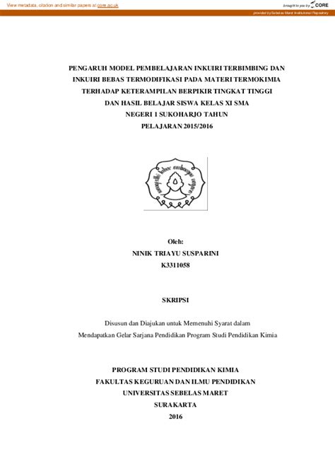 Pdf Pengaruh Model Pembelajaran Inkuiri Terbimbing Terhadap Pemahaman