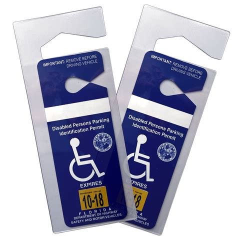 4 Pack Clear Handicap Parking Placard Protective Holders Rear View Mirror Disability Permit