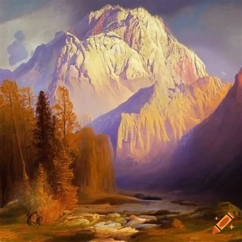 Among The Sierra Nevada Mountains Albert Bierstadt Style