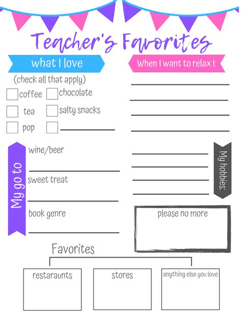 Getting To Know Your Teacher Template