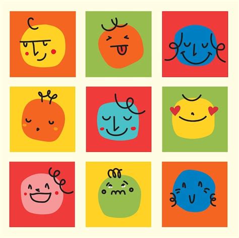 Premium Vector Groovy Lovely Funny Faces Stickers Love Concept Happy