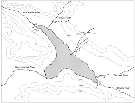 Map Of Wemmershoek Dam Showing The Watercourses Relevant To This Study