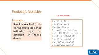 Productos Notables Propiedades Y Ejercicios Ppt