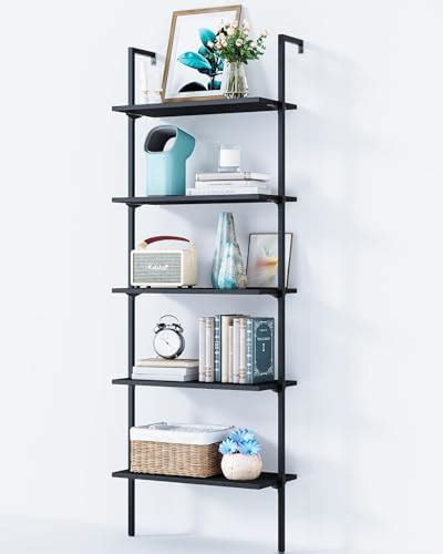 Superjare Modern Ladder Shelf 5 Tier Open Wall Mounted