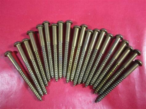 20 Vintage Nos Solid Brass 3 Slotted Round Head Wood Screws Ebay