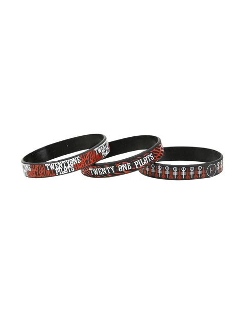 Twenty One Pilots Logos Rubber Bracelet 3 Pack Hot Topic