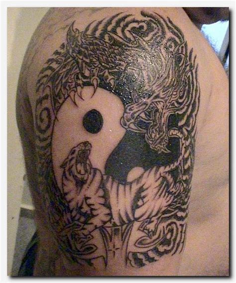 Yin Yang Dragon And Tiger Tattoo On Half Sleeve Yin Yang Dragon Hot